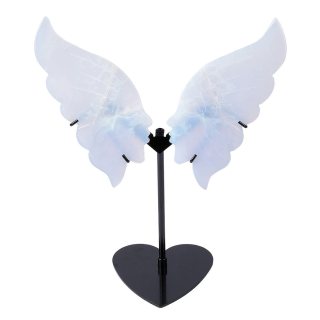 Blue Chalcedony Butterfly Lovers on Heart Shaped Base