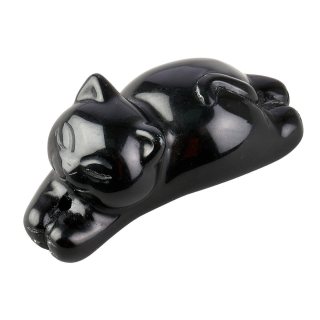 Black Obsidian Cat Incense Holder