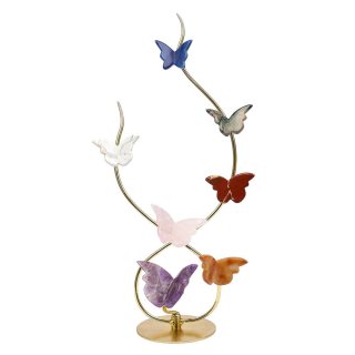 Rainbow Crystal Butterfly Ornament on Gold Stand – 32cm