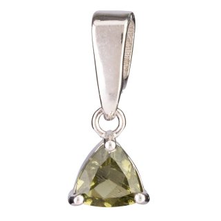 Moldavite 5mm Trillion Cut Pendant - Sterling Silver