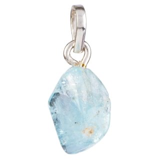 Blue Topaz Tumbled Stone Pendant - Sterling Silver