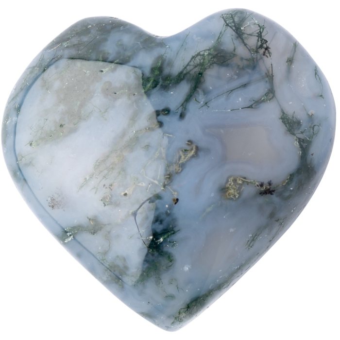 Moss Agate Puff Heart