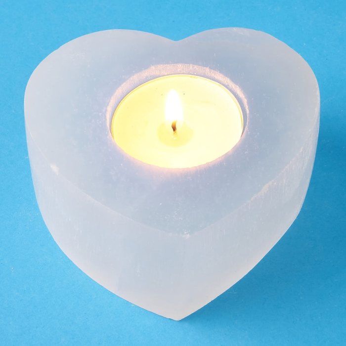 Selenite Heart Tealight holder