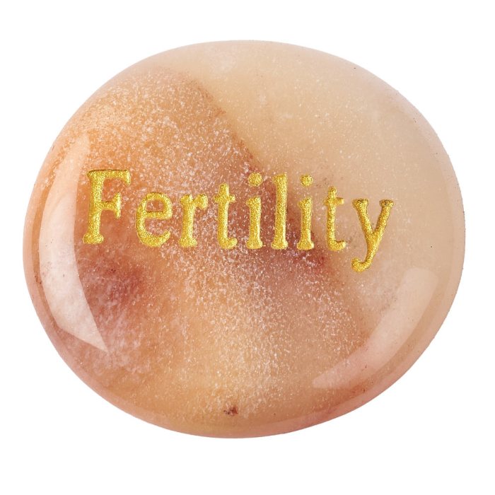Pink Aventurine smoothstone with 'FERTILITY' etching