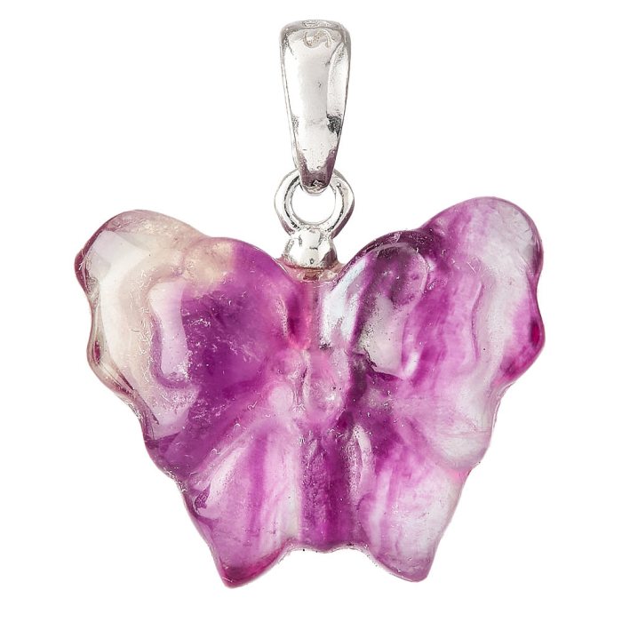 Candy Fluorite Butterfly With Pendant - Sterling Silver