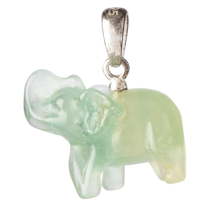 Candy Fluorite Elephant Pendant - Sterling Silver