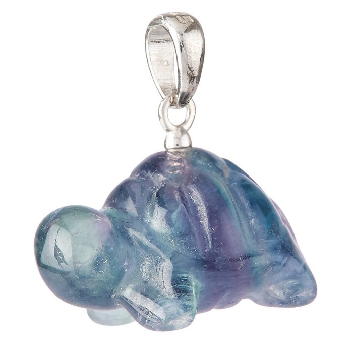 Candy Fluorite Tortoise Pendant - Sterling Silver