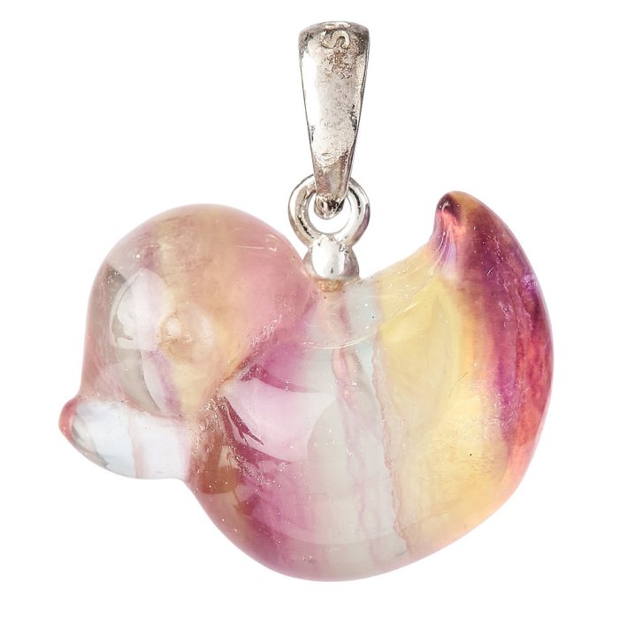 Candy Fluorite Duck Pendant - Sterling Silver