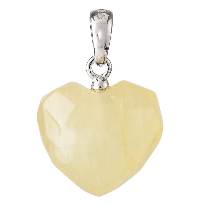 Candy Fluorite Faceted Heart Pendant - Sterling Silver