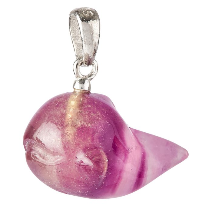 Candy Fluorite Cartoon Fish Pendant - Sterling Silver