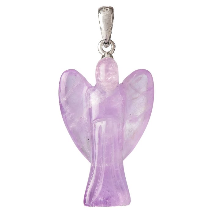 Amethyst Angel, 1" Pendant - Sterling Silver