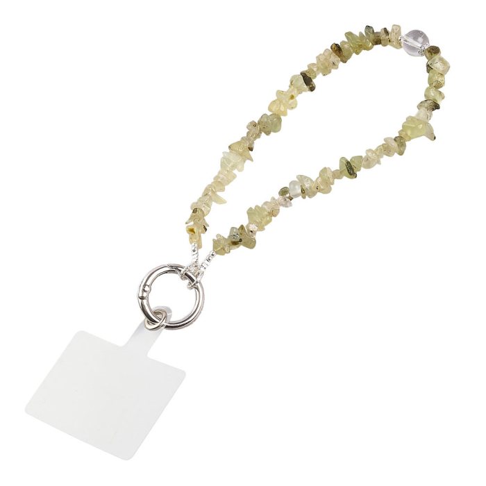 Epidote in Prehnite with Black Tourmaline Phone Charm