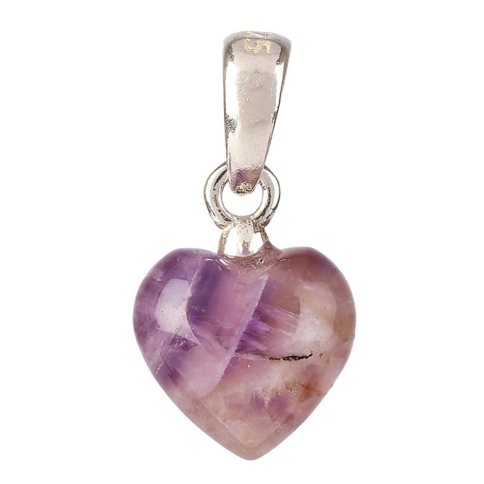 Tiny Amethyst Heart Pendant & Charm 6 × 8mm – Sterling Silver