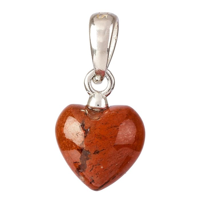 Tiny Red Jasper Heart Pendant 6 x 8mm – Sterling Silver