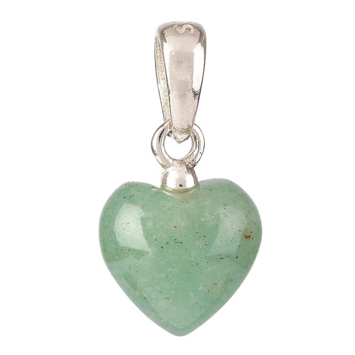 Tiny Green Aventurine Heart Pendant 6 × 8mm – Sterling Silver