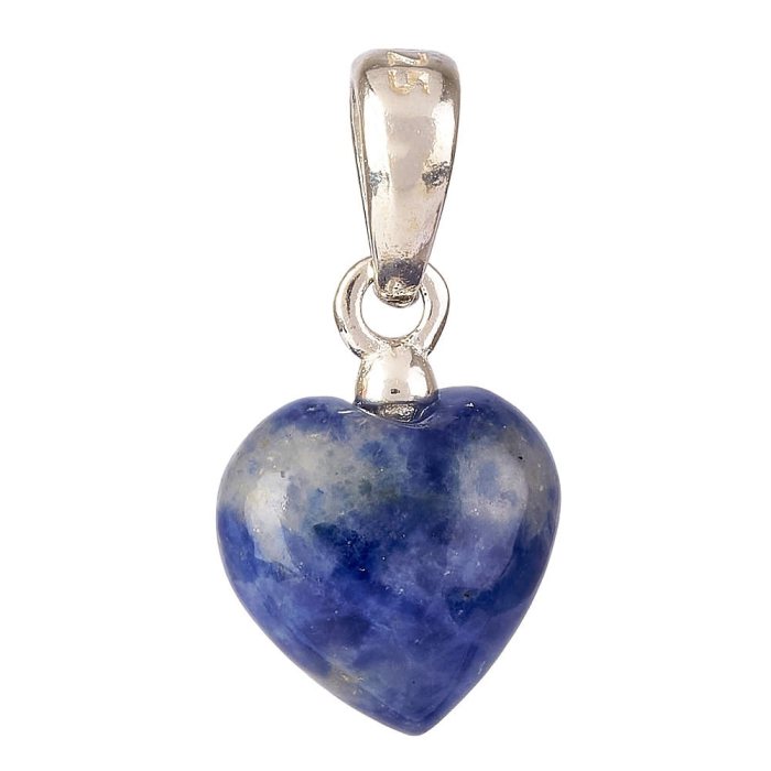 Tiny Sodalite Heart Pendant 6 × 8mm – Sterling Silver