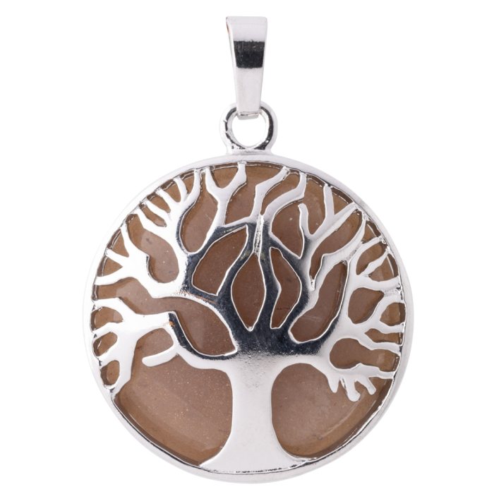 Sunstone Chrome Plated Tree of Life Pendant