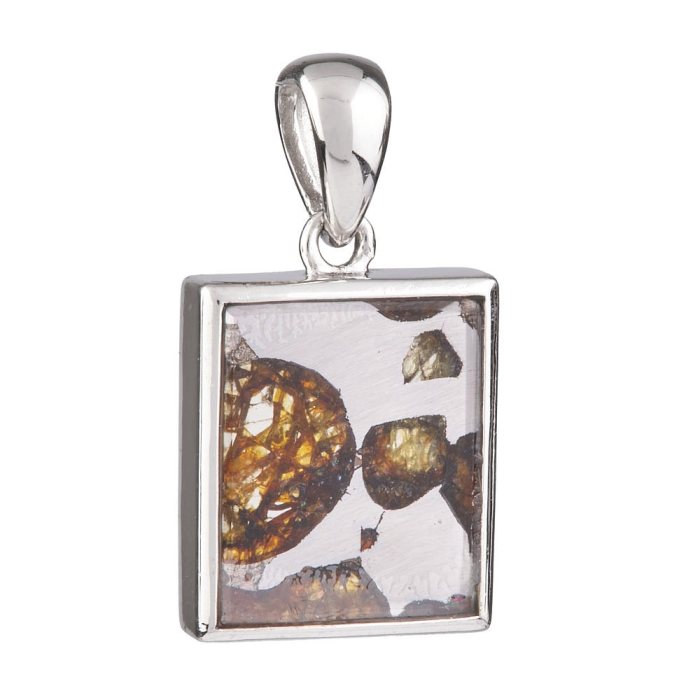 Sericho Pallasite Meteorite Pendant in Sterling Silver - 10-12mm