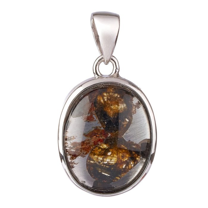 Sericho Pallasite Meteorite Oval Pendant in Sterling Silver – 10 x 12mm
