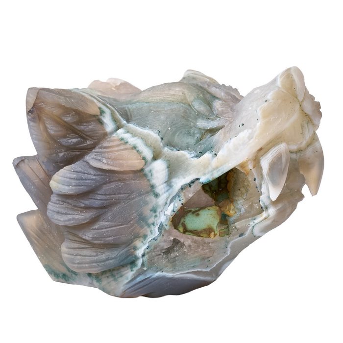 Agate Geode Wolf Head Carving – 0.616kg