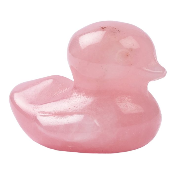 Rose Quartz Duck carving - 30mm