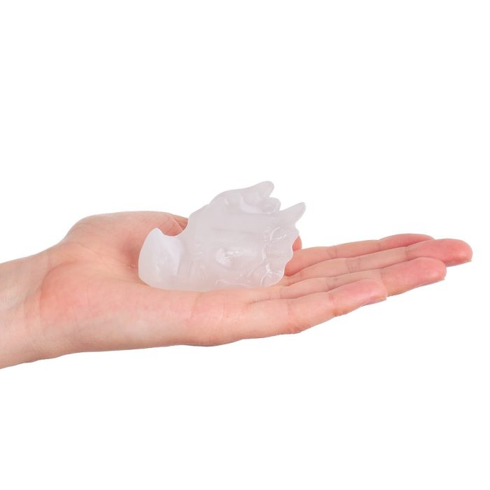 Selenite Dragon Head Carving - 70mm