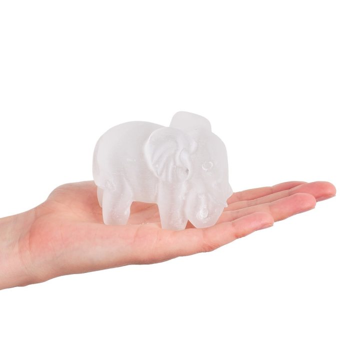 Selenite Elephant Carving - 65mm x 85mm