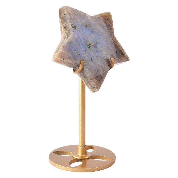 Polished Moonstone Star on Gold Stand - 190g