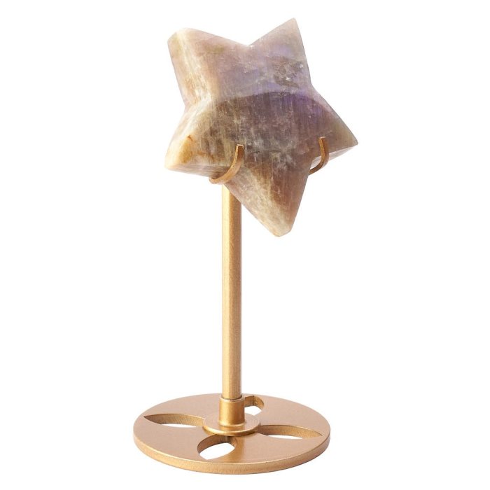Polished Moonstone Star on Gold Stand - 155g