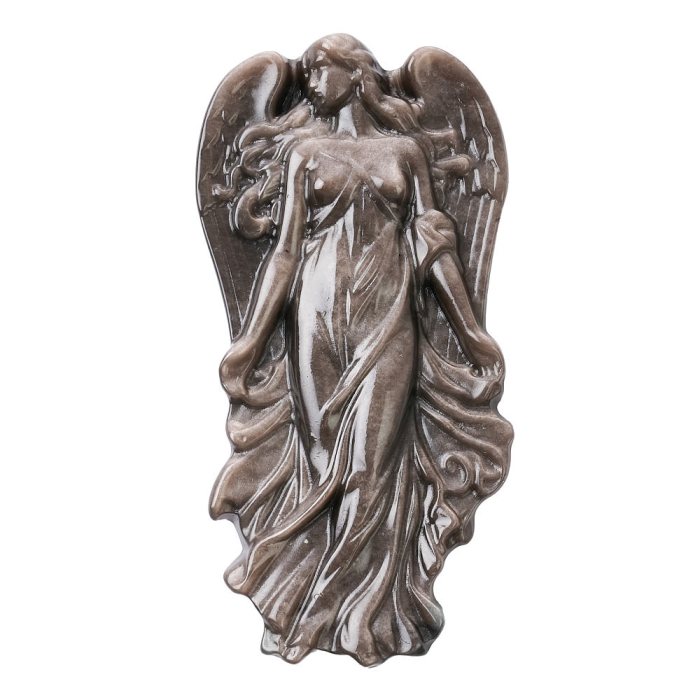 Silver Sheen Obsidian Angel Carving