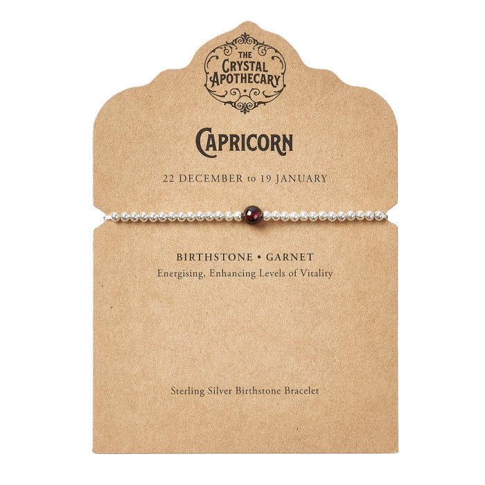 Capricorn Sterling Silver Birthstone Bracelet – Garnet