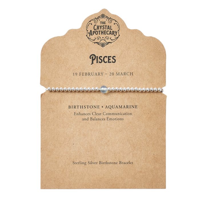 Pisces Sterling Silver Birthstone Bracelet – Aquamarine