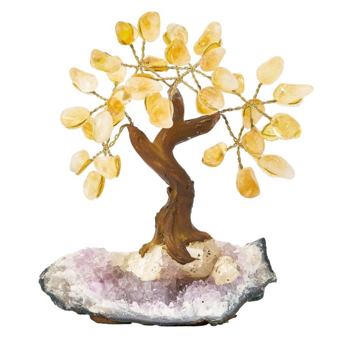 Small Citrine Bonsai Tree on Amethyst druze base
