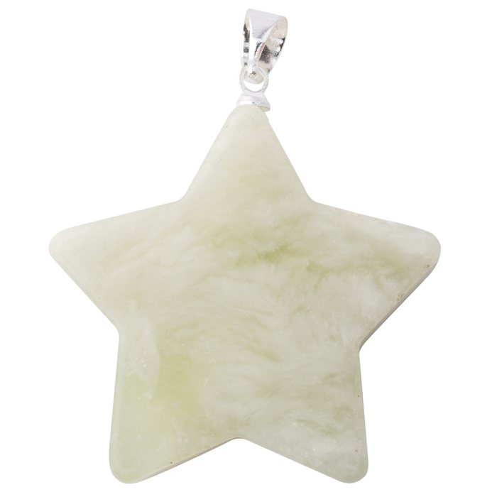 New Jade Flat Star Pendant - Silver Plated