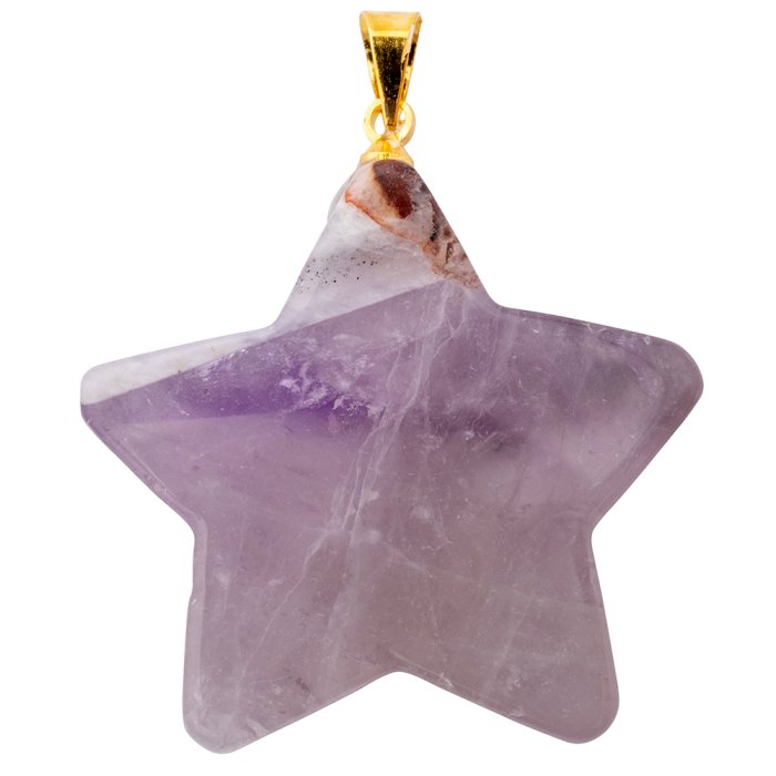 Amethyst Flat Star Pendant with Gold Plated Bail 