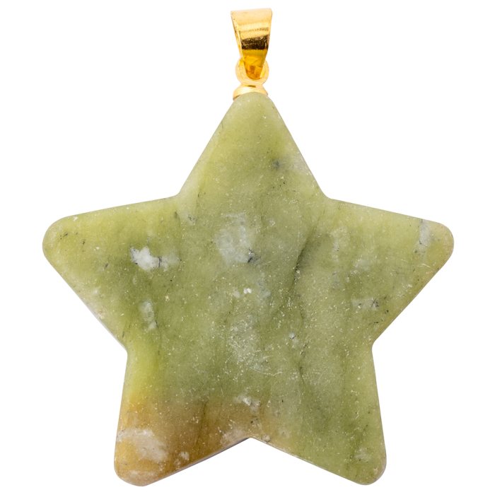 Serpentine Flat Star Pendant with Gold Plated Bail 
