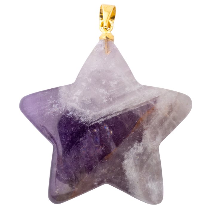 Amethyst Puff Star Pendant with Gold Plated Bail 
