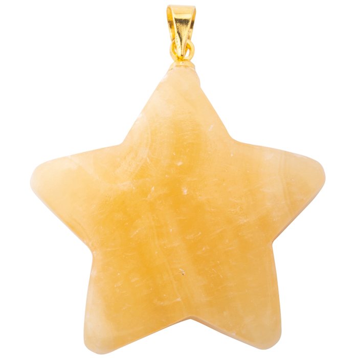 Yellow Calcite Puff Star Pendant with Gold Plated Bail 