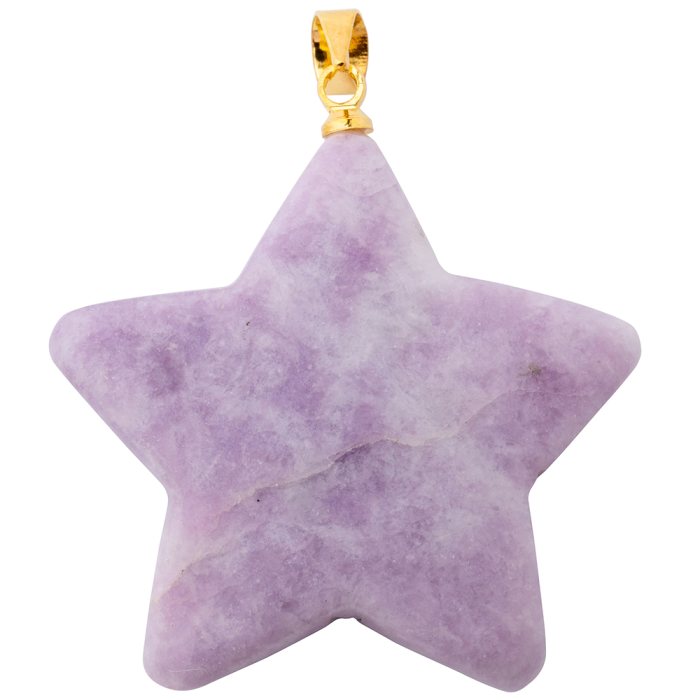 Lepidolite Puff Star Pendant with Gold Plated Bail
