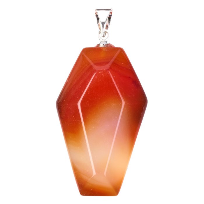 Carnelian Coffin Pendant - Silver Plated