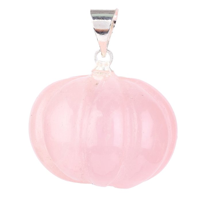 Rose Quartz Mini Pumpkin With Pendant - Silver Plated