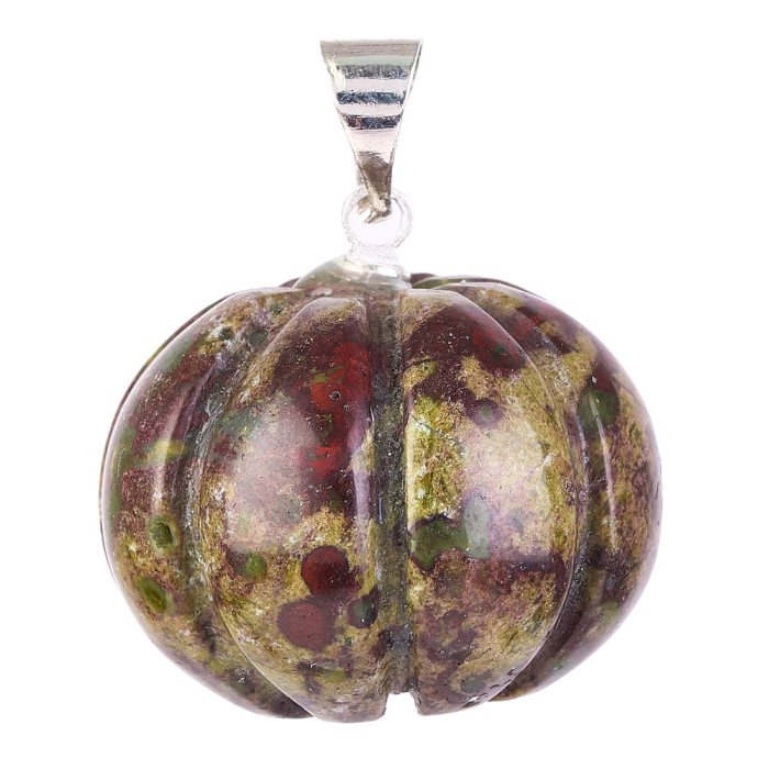 Dragon Stone Mini Pumpkin With Pendant - Silver Plated