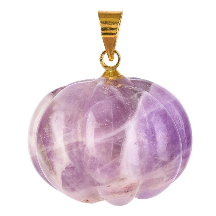 Amethyst Mini Pumpkin Pendant with Gold Plated Bail 
