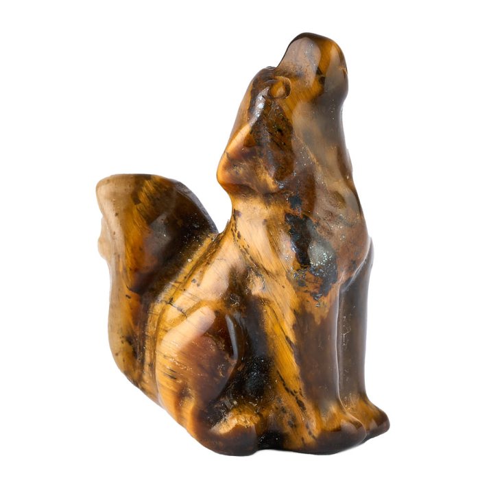 Tiger's Eye Wolf Carving - 25mm