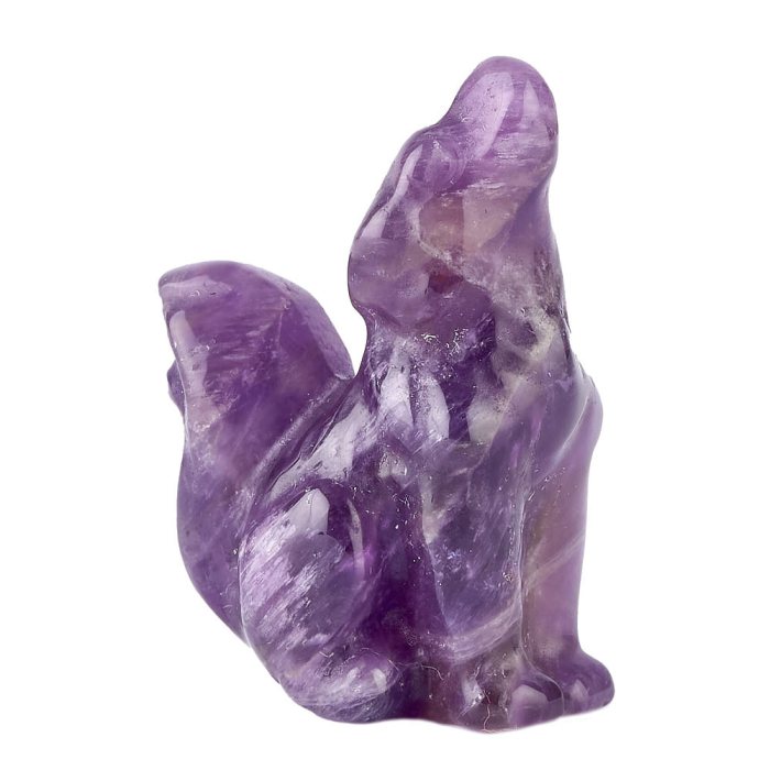 Amethyst Wolf Carving - 25mm