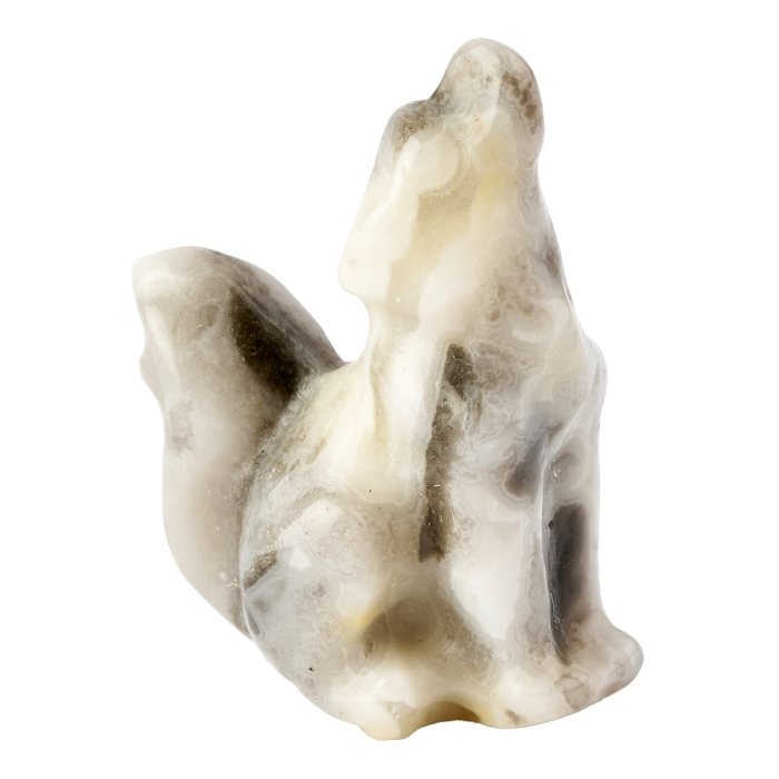 Crazy Lace Agate Wolf Carving - 25mm