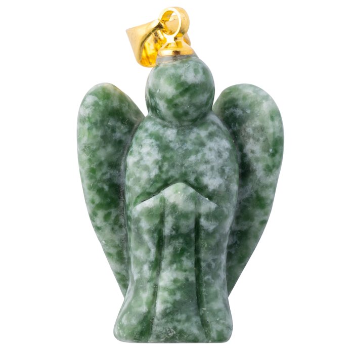 Snake Dragon Jade Pendant, Gold Plated Bail 