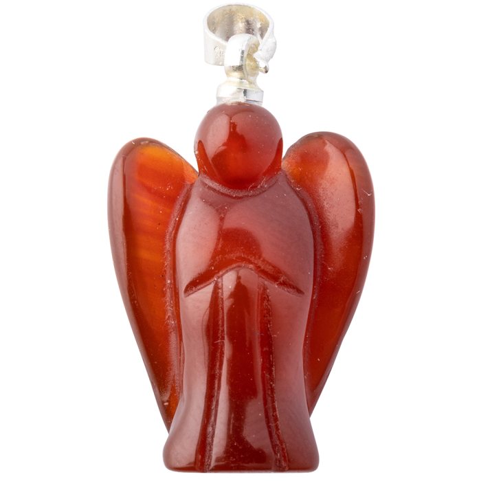 Carnelian Angel Pendant - Silver Plated