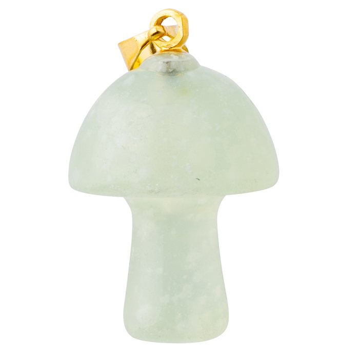 New Jade Mushroom Pendant 20mm, Gold Plated Bail 