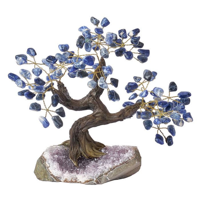 Sodalite Bonsai Tree on Amethyst Base – 24 Branches